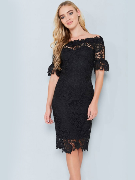 -678403657-2 پیراهن تمام دانتل ابریشم مشکی - تصویر 1